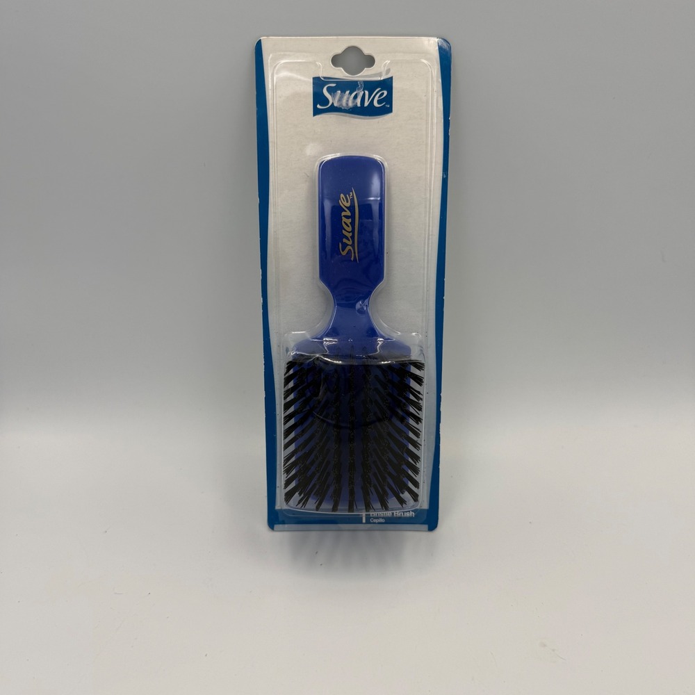 Vintage Suave Blue Bristle Hair Brush Paddle Style Smoothing Grooming SVB906 NEW